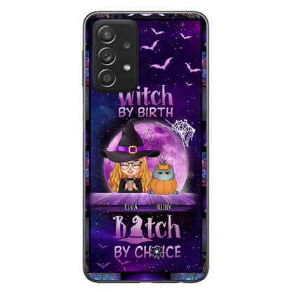 Custom Personalized Witch Phone Case - Gift Idea For Witch/ Dog/ Cat Lover - Upto 5 Pets - Witch By Birth - Case For iPhone/ Samsung