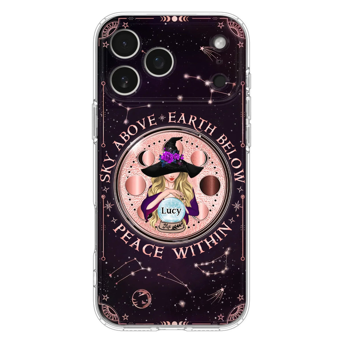 Custom Personalized Witch Phone Case - Gift Idea For Witch Lover - Sky Above Earth Below Peace Within - Case for iPhone/ Samsung
