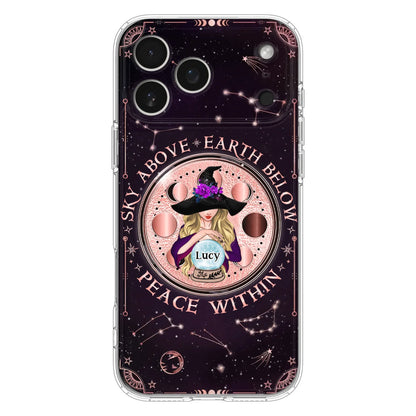 Custom Personalized Witch Phone Case - Gift Idea For Witch Lover - Sky Above Earth Below Peace Within - Case for iPhone/ Samsung