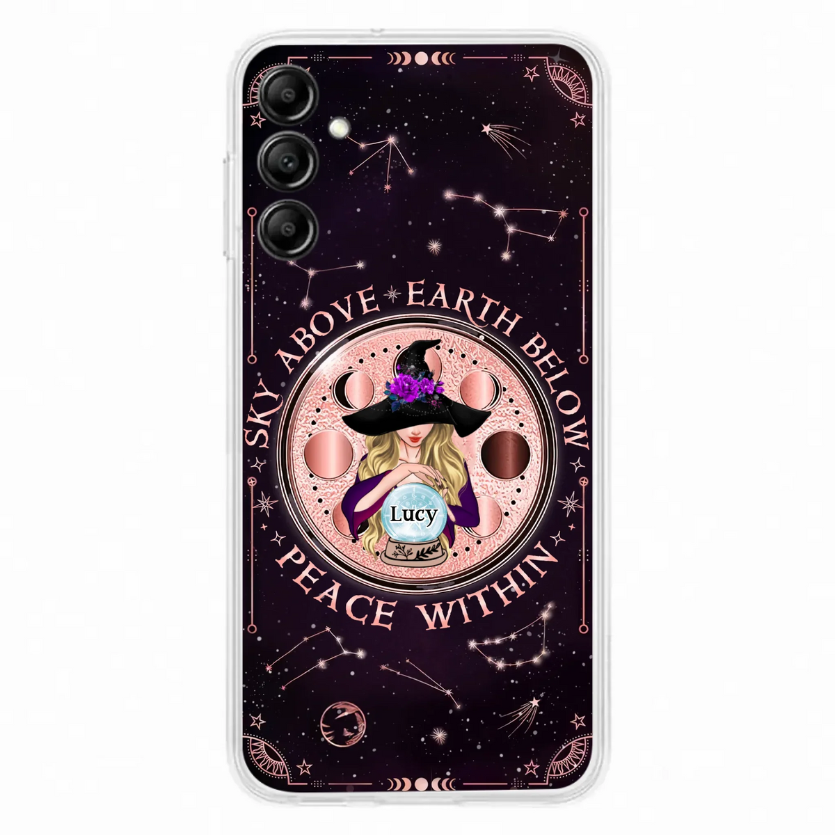 Custom Personalized Witch Phone Case - Gift Idea For Witch Lover - Sky Above Earth Below Peace Within - Case for iPhone/ Samsung
