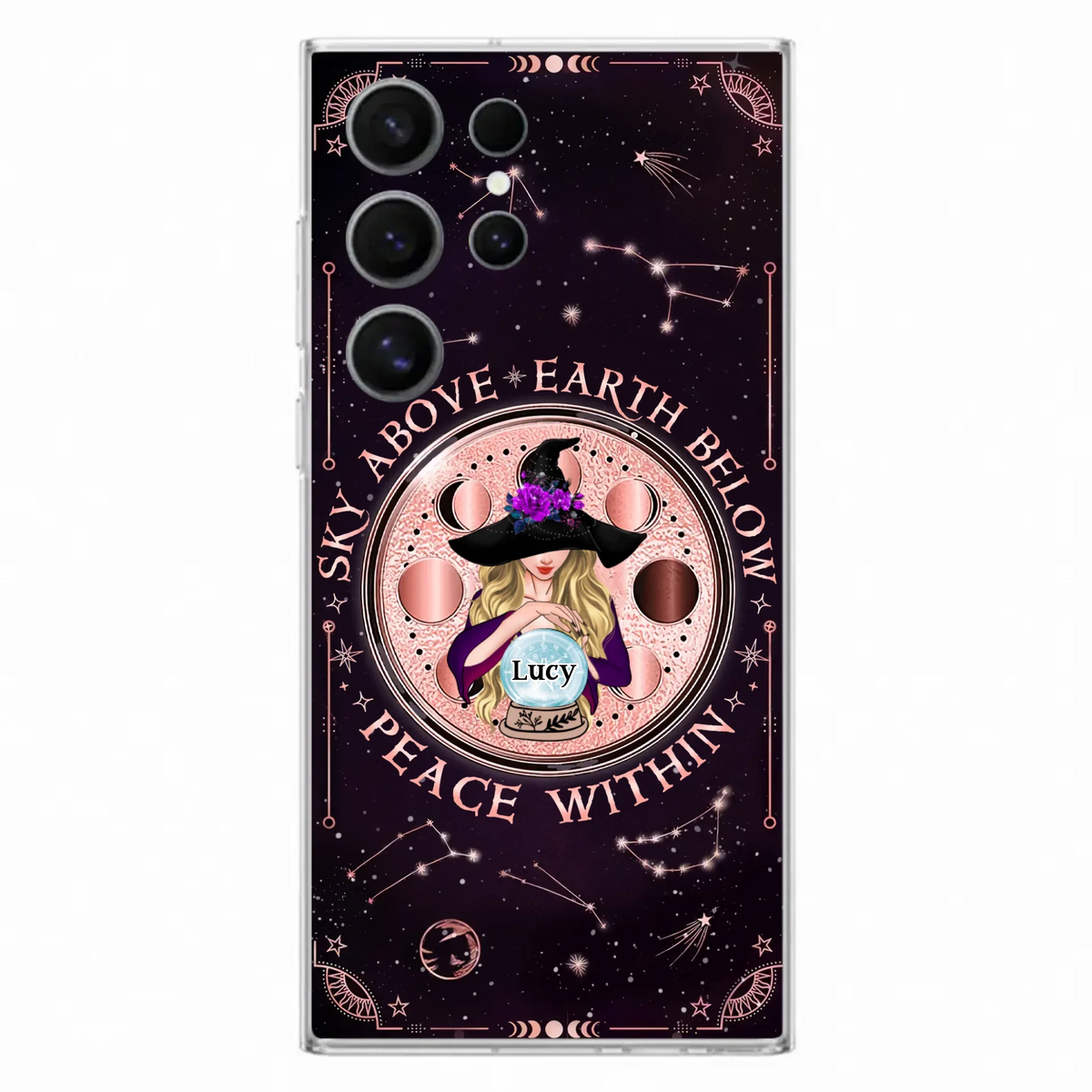 Custom Personalized Witch Phone Case - Gift Idea For Witch Lover - Sky Above Earth Below Peace Within - Case for iPhone/ Samsung