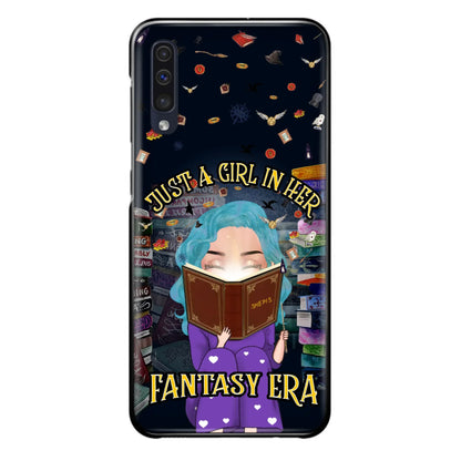 Custom Personalized Reading Book Phone Case - Gift Idea For Book Lovers - Just A Girl In Her Fantasy Era - Case For iPhone/ Samsung