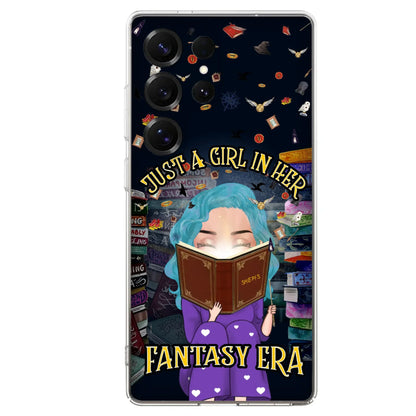 Custom Personalized Reading Book Phone Case - Gift Idea For Book Lovers - Just A Girl In Her Fantasy Era - Case For iPhone/ Samsung