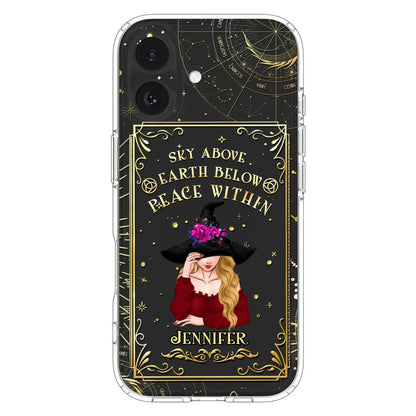 Custom Personalized Witch Tarrot Card Phone Case - Gift Idea For Witch/ Tarrot Lover - Sky Above Earth Below Peace Within - Case For iPhone/ Samsung