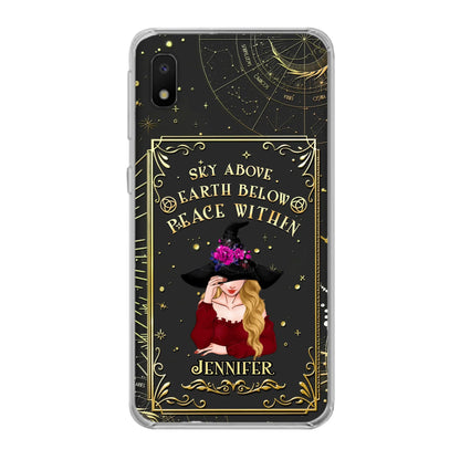Custom Personalized Witch Tarrot Card Phone Case - Gift Idea For Witch/ Tarrot Lover - Sky Above Earth Below Peace Within - Case For iPhone/ Samsung