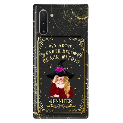 Custom Personalized Witch Tarrot Card Phone Case - Gift Idea For Witch/ Tarrot Lover - Sky Above Earth Below Peace Within - Case For iPhone/ Samsung