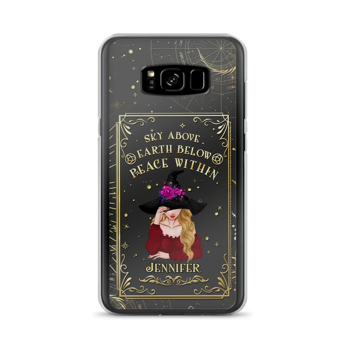 Custom Personalized Witch Tarrot Card Phone Case - Gift Idea For Witch/ Tarrot Lover - Sky Above Earth Below Peace Within - Case For iPhone/ Samsung