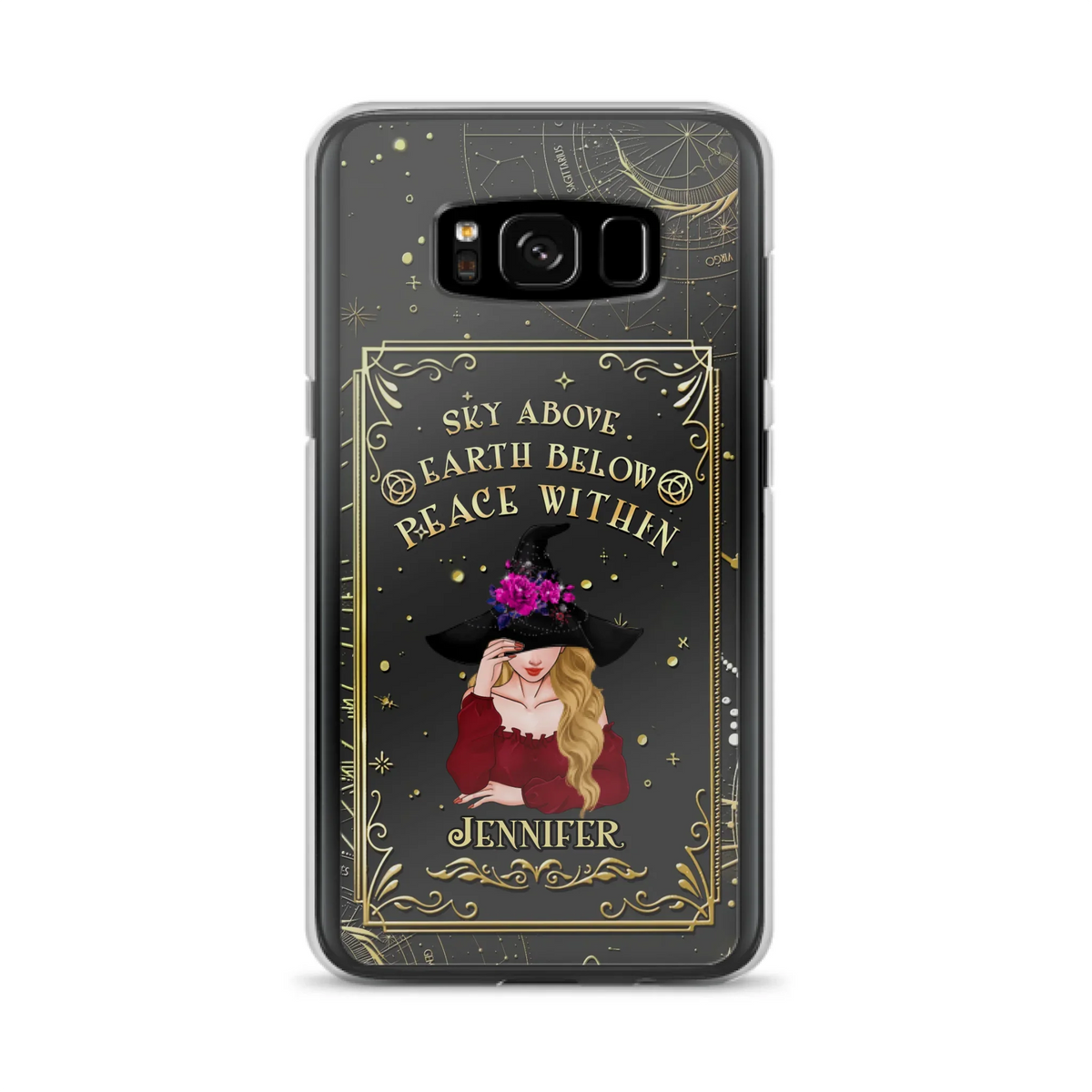Custom Personalized Witch Tarrot Card Phone Case - Gift Idea For Witch/ Tarrot Lover - Sky Above Earth Below Peace Within - Case For iPhone/ Samsung