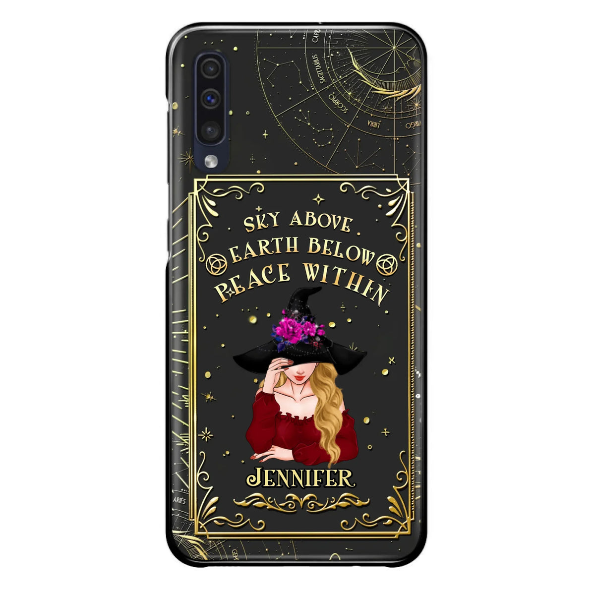 Custom Personalized Witch Tarrot Card Phone Case - Gift Idea For Witch/ Tarrot Lover - Sky Above Earth Below Peace Within - Case For iPhone/ Samsung