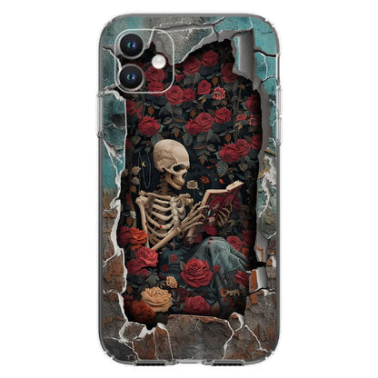 Custom Personalized Bookish Skeleton Phone Case - Reading Book Lover Gift Idea - Case For iPhone/ Samsung