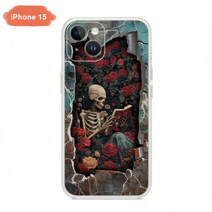 Custom Personalized Bookish Skeleton Phone Case - Reading Book Lover Gift Idea - Case For iPhone/ Samsung