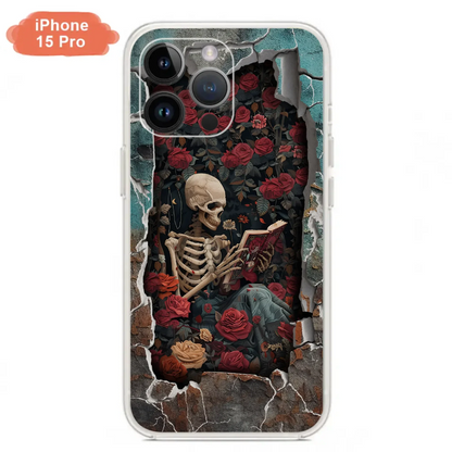 Custom Personalized Bookish Skeleton Phone Case - Reading Book Lover Gift Idea - Case For iPhone/ Samsung