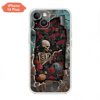 Custom Personalized Bookish Skeleton Phone Case - Reading Book Lover Gift Idea - Case For iPhone/ Samsung