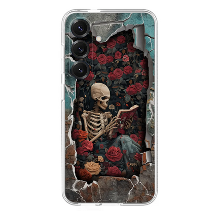 Custom Personalized Bookish Skeleton Phone Case - Reading Book Lover Gift Idea - Case For iPhone/ Samsung
