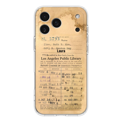 Custom Personalized Library Card Vintage Phone Case - Gift Idea For Reading Lover - Case For iPhone/ Samsung