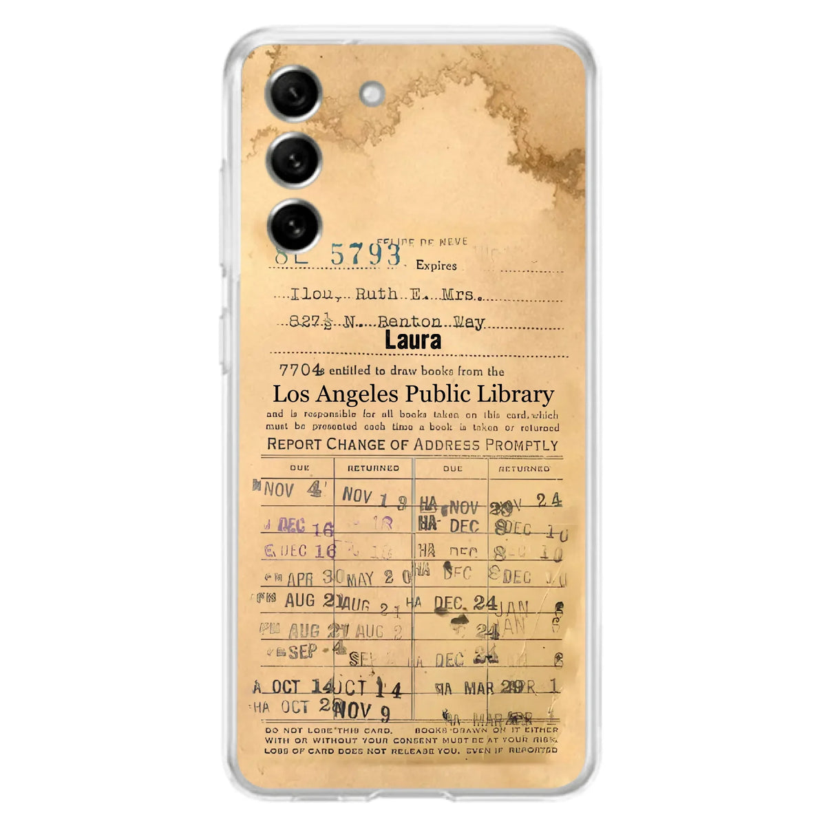 Custom Personalized Library Card Vintage Phone Case - Gift Idea For Reading Lover - Case For iPhone/ Samsung