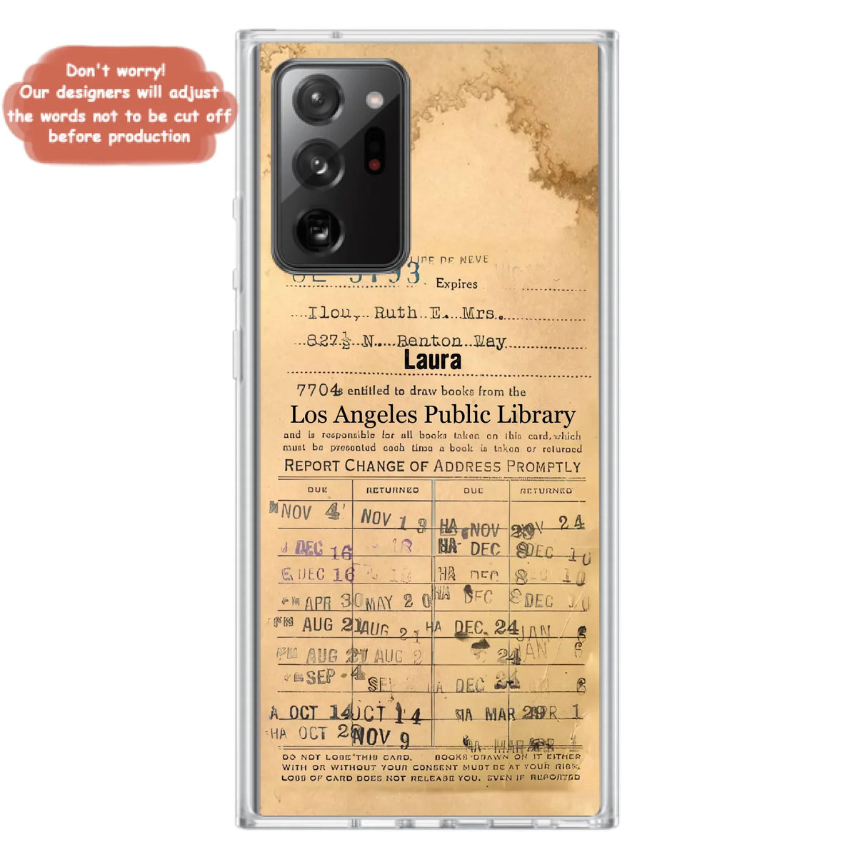 Custom Personalized Library Card Vintage Phone Case - Gift Idea For Reading Lover - Case For iPhone/ Samsung