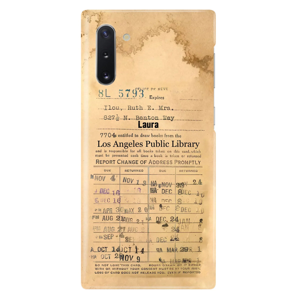 Custom Personalized Library Card Vintage Phone Case - Gift Idea For Reading Lover - Case For iPhone/ Samsung