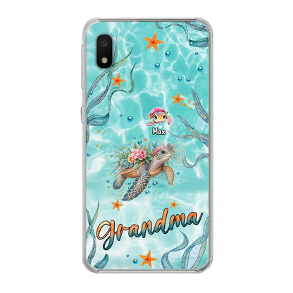 Custom Personalized Grandma Ocean Turtles Phone Case - Gift Idea For Grandma/ Mom - Up to 10 Kids - Case For iPhone/ Samsung