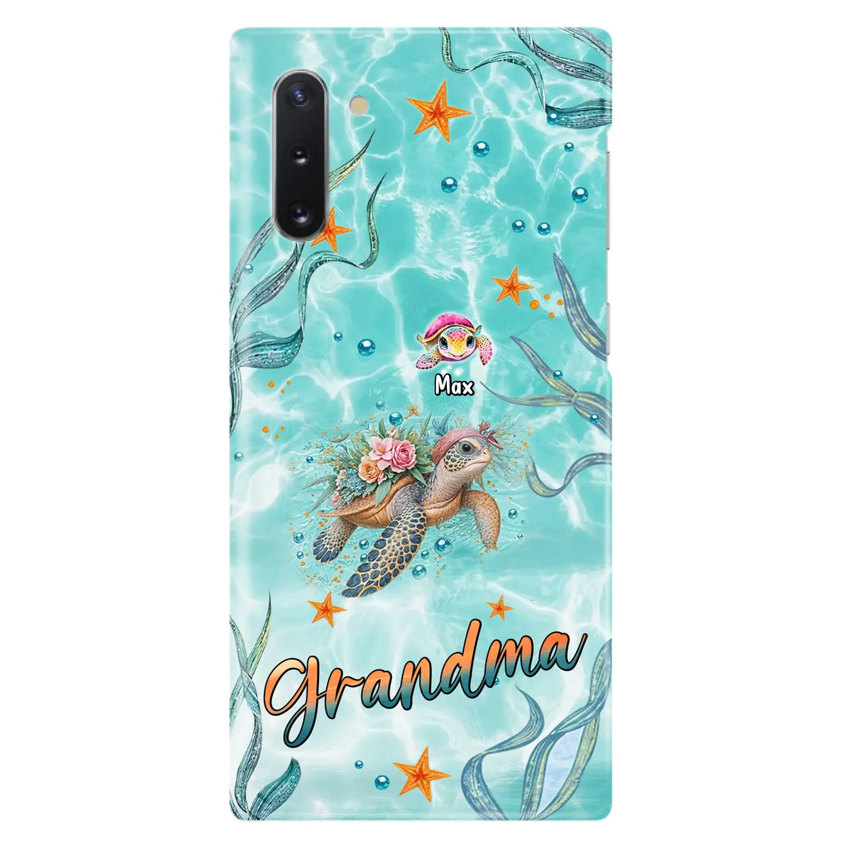Custom Personalized Grandma Ocean Turtles Phone Case - Gift Idea For Grandma/ Mom - Up to 10 Kids - Case For iPhone/ Samsung