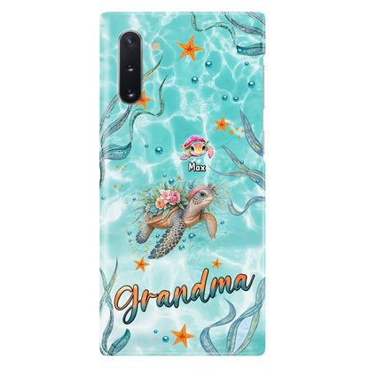 Custom Personalized Grandma Ocean Turtles Phone Case - Gift Idea For Grandma/ Mom - Up to 10 Kids - Case For iPhone/ Samsung