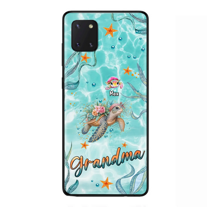 Custom Personalized Grandma Ocean Turtles Phone Case - Gift Idea For Grandma/ Mom - Up to 10 Kids - Case For iPhone/ Samsung