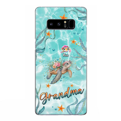 Custom Personalized Grandma Ocean Turtles Phone Case - Gift Idea For Grandma/ Mom - Up to 10 Kids - Case For iPhone/ Samsung