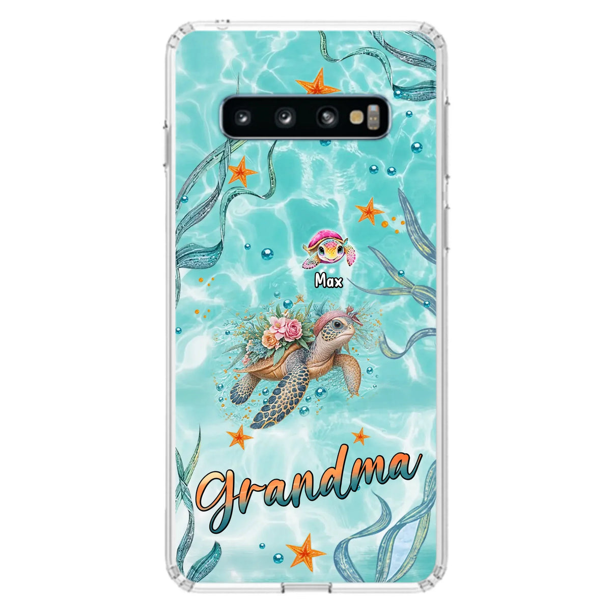 Custom Personalized Grandma Ocean Turtles Phone Case - Gift Idea For Grandma/ Mom - Up to 10 Kids - Case For iPhone/ Samsung