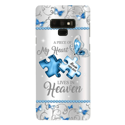 Custom Personalized Memorial Piece Phone Case - Memorial Gift For Family Member -  A Piece Of My Heart Lives In Heaven - Case for iPhone/Samsung