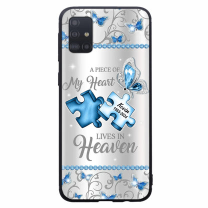 Custom Personalized Memorial Piece Phone Case - Memorial Gift For Family Member -  A Piece Of My Heart Lives In Heaven - Case for iPhone/Samsung
