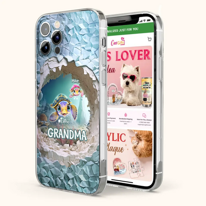 Custom Personalized Turtle Phone Case - Upto 10 Kids - Mother's Day Gift Idea For Grandma - Case for iPhone/Samsung