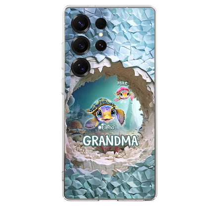 Custom Personalized Turtle Phone Case - Upto 10 Kids - Mother's Day Gift Idea For Grandma - Case for iPhone/Samsung