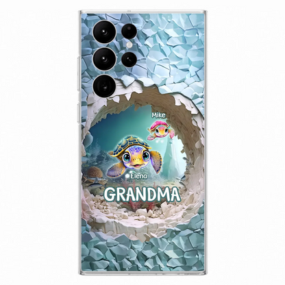 Custom Personalized Turtle Phone Case - Upto 10 Kids - Mother's Day Gift Idea For Grandma - Case for iPhone/Samsung