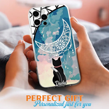 Custom Personalized Black Cat Phone Case - Gift Idea For Cat Lover - Case For iPhone/Samsung