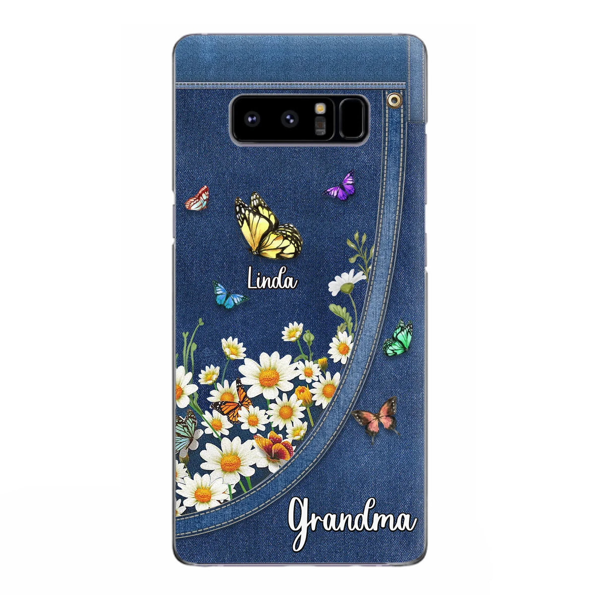 Custom Personalized Daisy And Butterfly Grandma Phone Case - Gift Idea For Grandma - Upto 10 Kids - Case For iPhone/Samsung