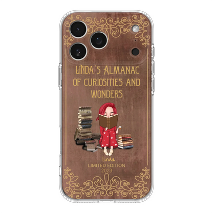 Custom Personalized Reading Girl Phone Case - Gift Idea For Reading Lovers - Almanac Of Curiosities - Cases For iPhone/Samsung