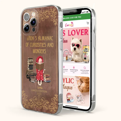 Custom Personalized Reading Girl Phone Case - Gift Idea For Reading Lovers - Almanac Of Curiosities - Cases For iPhone/Samsung