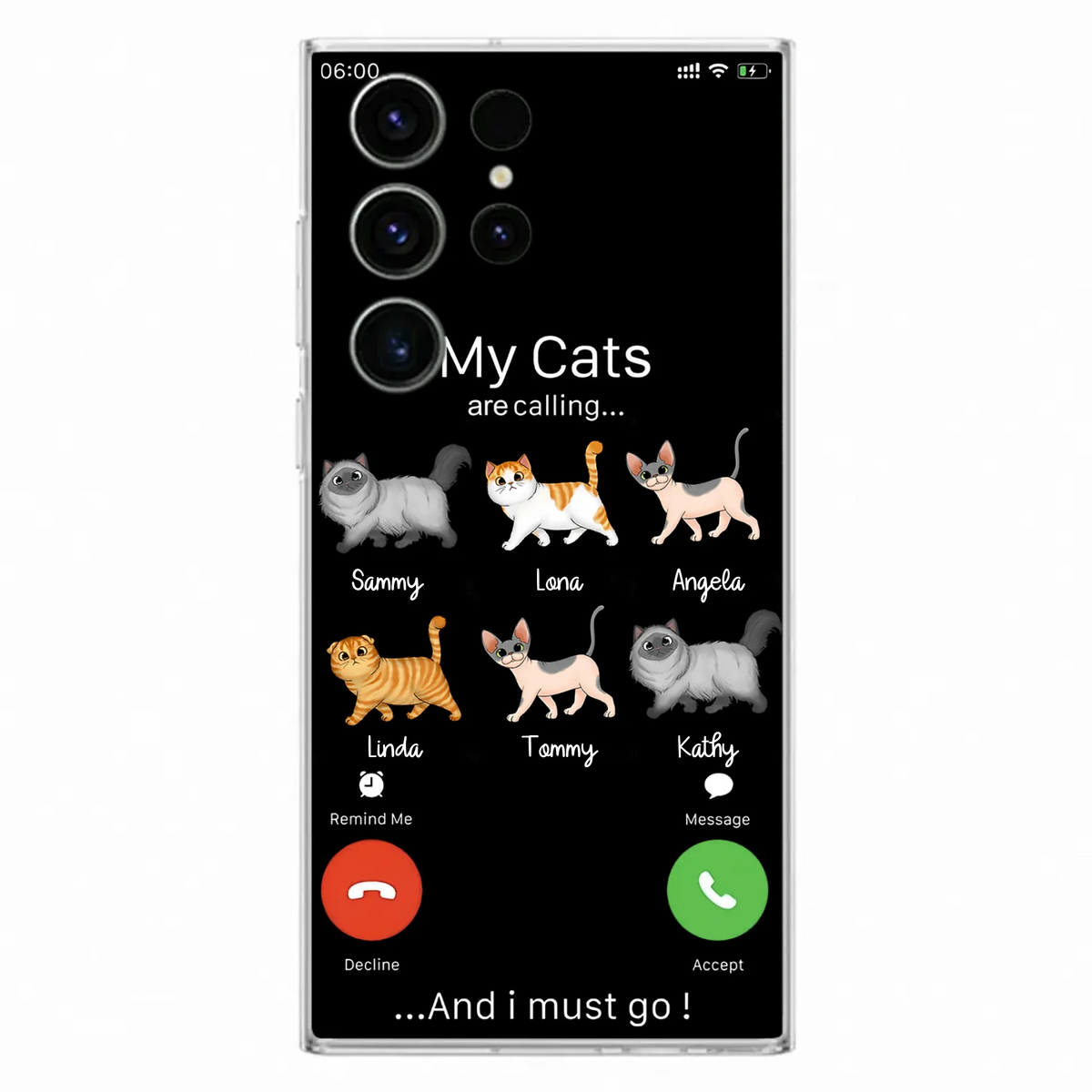 Custom Personalized Cats Phone Case - Gift Idea For Cat Lover/Mother's Day/Father's Day - My Cats Are Calling And I Must Go - Case For iPhone/Samsung