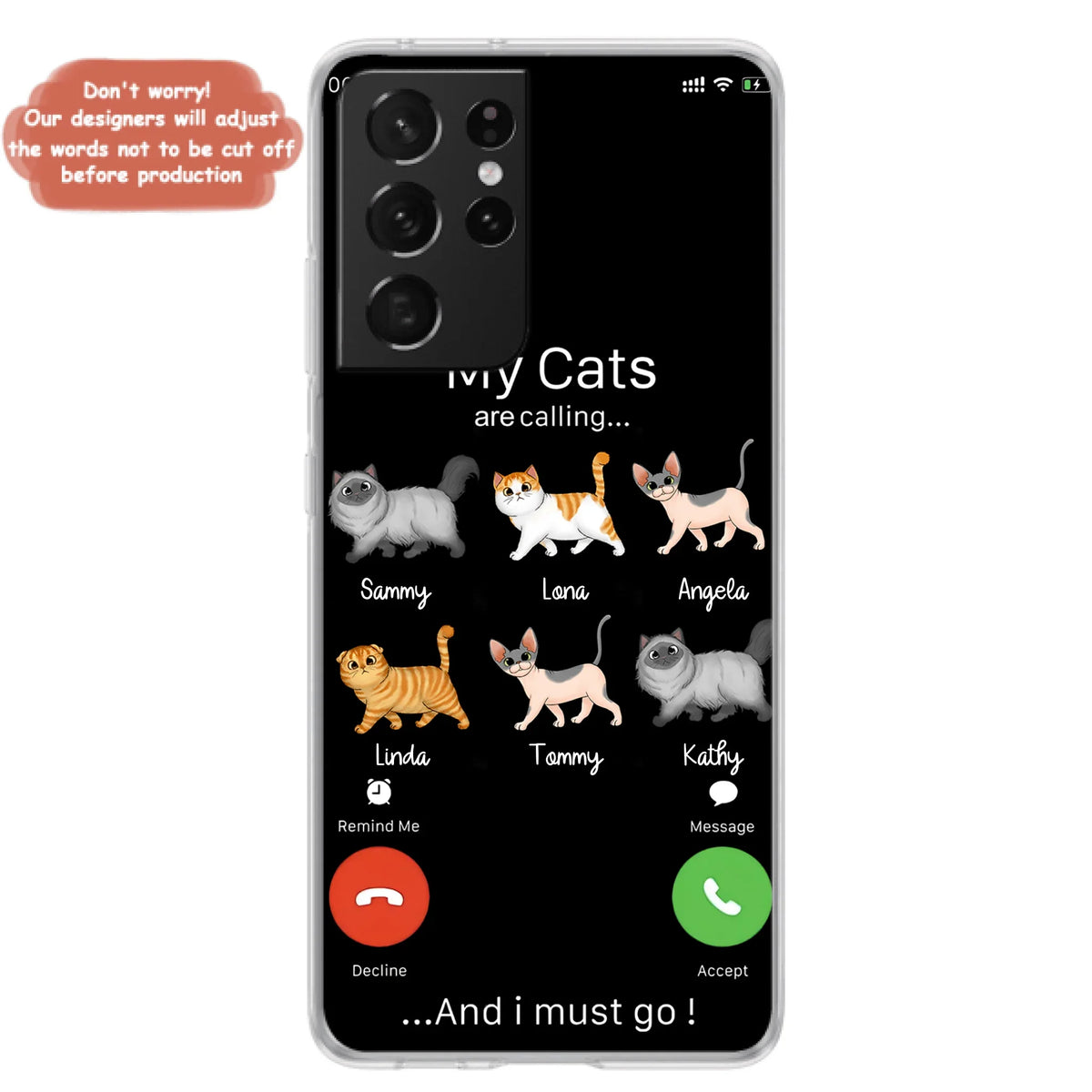 Custom Personalized Cats Phone Case - Gift Idea For Cat Lover/Mother's Day/Father's Day - My Cats Are Calling And I Must Go - Case For iPhone/Samsung