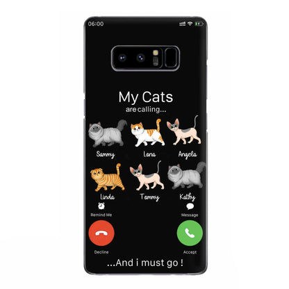 Custom Personalized Cats Phone Case - Gift Idea For Cat Lover/Mother's Day/Father's Day - My Cats Are Calling And I Must Go - Case For iPhone/Samsung