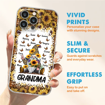 Personalized Sunflower Grandma Phone Case - Gift Idea For Grandma - Up to 12 Kids - Case For iPhone/Samsung