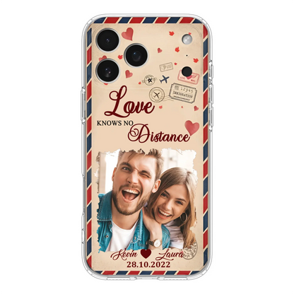Custom Personalized Couple Phone Case - Gift Idea For Couple/ Valentines Day - Upload Photo - Love Knows No Distance - Case For iPhone/ Samsung