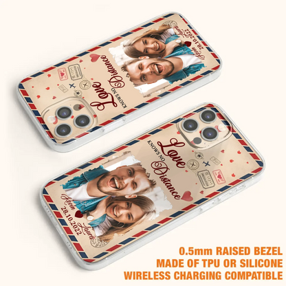 Custom Personalized Couple Phone Case - Gift Idea For Couple/ Valentines Day - Upload Photo - Love Knows No Distance - Case For iPhone/ Samsung