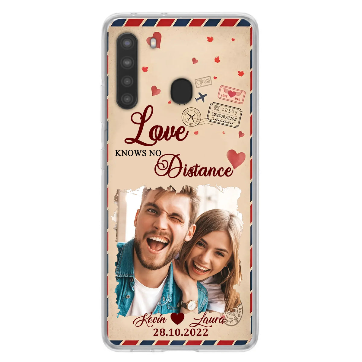 Custom Personalized Couple Phone Case - Gift Idea For Couple/ Valentines Day - Upload Photo - Love Knows No Distance - Case For iPhone/ Samsung