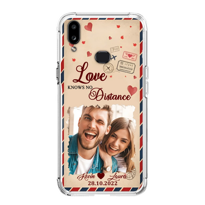 Custom Personalized Couple Phone Case - Gift Idea For Couple/ Valentines Day - Upload Photo - Love Knows No Distance - Case For iPhone/ Samsung
