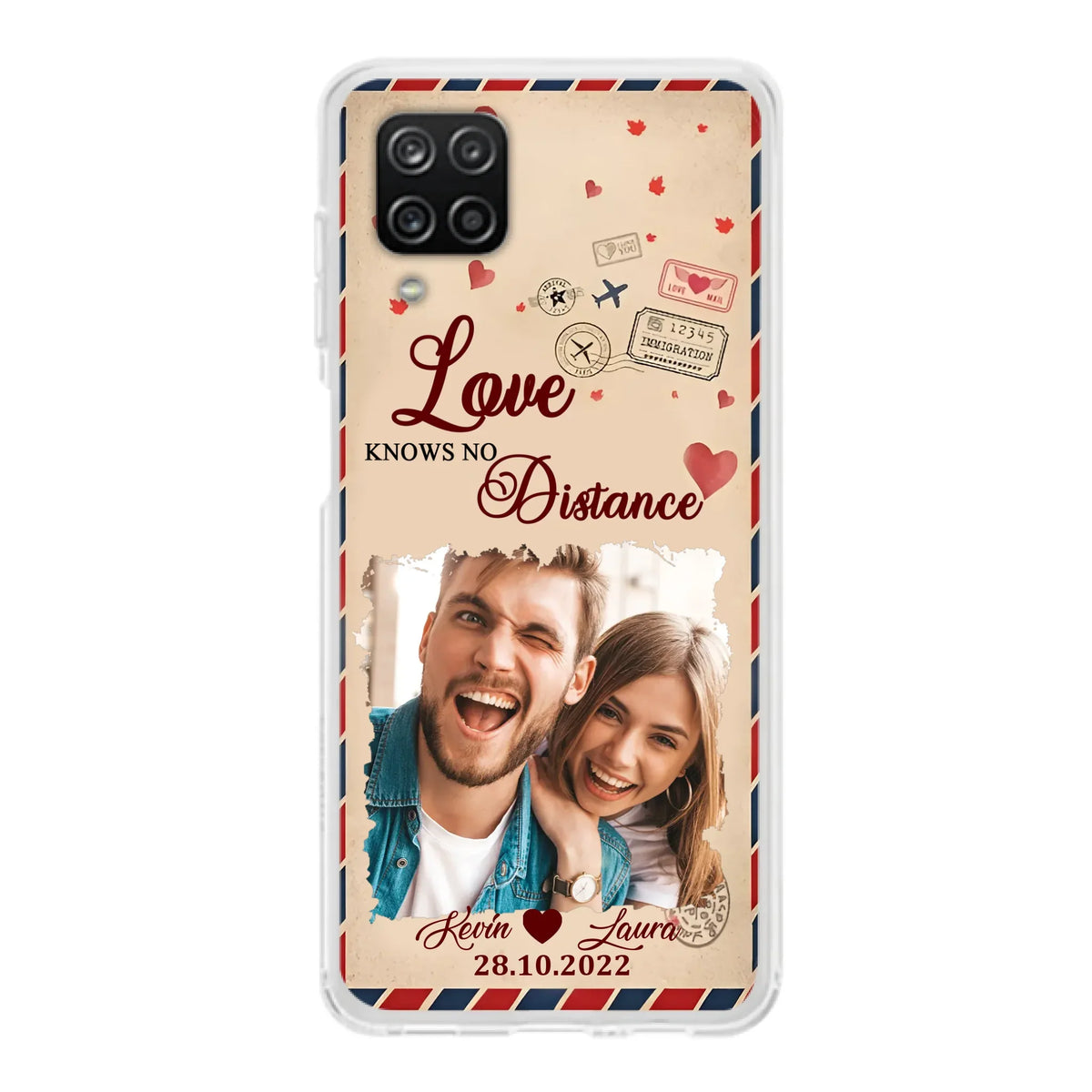 Custom Personalized Couple Phone Case - Gift Idea For Couple/ Valentines Day - Upload Photo - Love Knows No Distance - Case For iPhone/ Samsung
