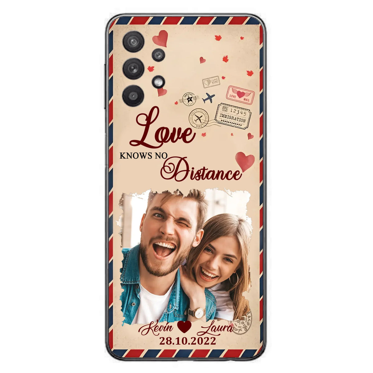 Custom Personalized Couple Phone Case - Gift Idea For Couple/ Valentines Day - Upload Photo - Love Knows No Distance - Case For iPhone/ Samsung