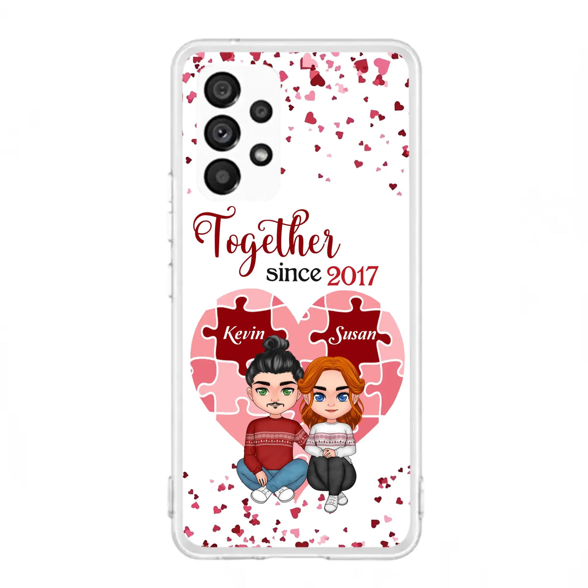 Custom Personalized Couple Phone Case - Gift Idea For Couple/Valentines Day - Together Since 2017 - Case For iPhone/Samsung