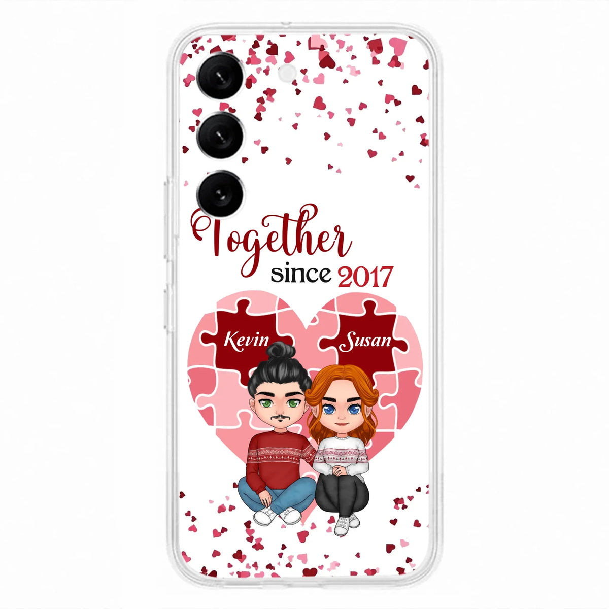 Custom Personalized Couple Phone Case - Gift Idea For Couple/Valentines Day - Together Since 2017 - Case For iPhone/Samsung