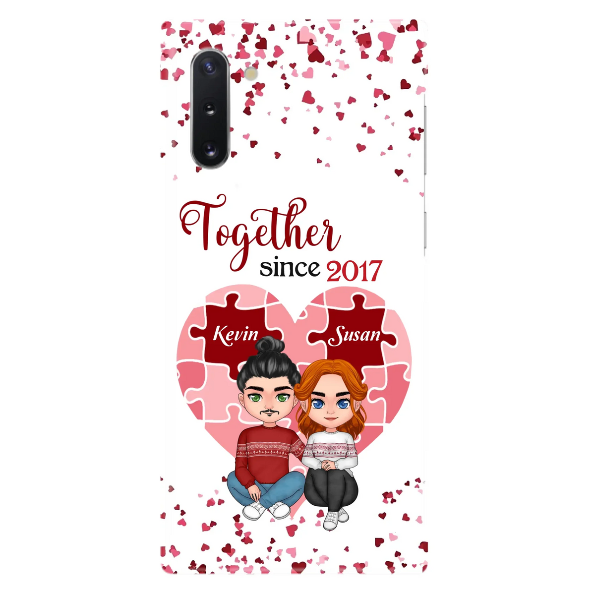 Custom Personalized Couple Phone Case - Gift Idea For Couple/Valentines Day - Together Since 2017 - Case For iPhone/Samsung